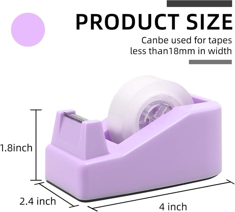 ROSEUP Desktop Tape Dispenser Heavy Duty Desk Accessories Floral Office Tape Dispensers, Weighted Non-Skid Base, Macaron Purple - Image 2